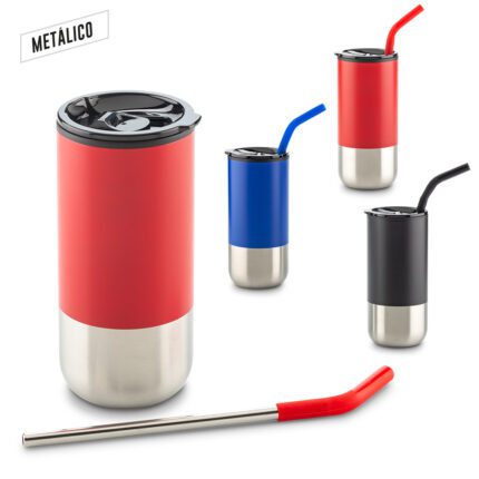 Mug Metálico con Pitillo 600ml MU-325