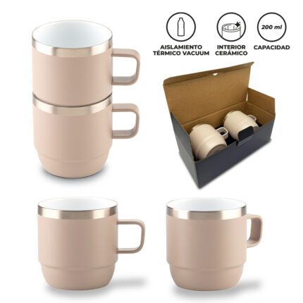 SET DE MUGS METALICOS STYLOR 200mL  MU-410